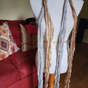 Banana Republic Dark Red/Neutral and Blue/Silver Scarves With Fringe Details (2)